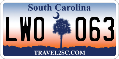 SC license plate LWO063
