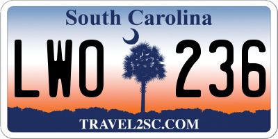 SC license plate LWO236