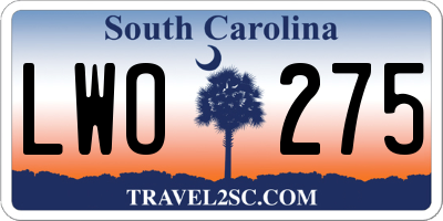 SC license plate LWO275