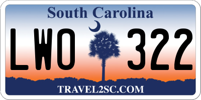 SC license plate LWO322