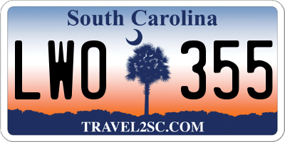 SC license plate LWO355