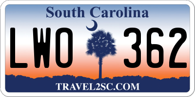 SC license plate LWO362