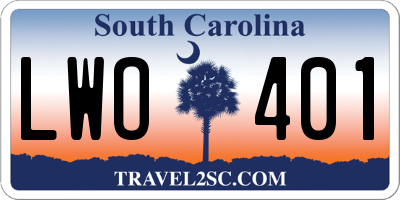 SC license plate LWO401