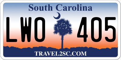 SC license plate LWO405