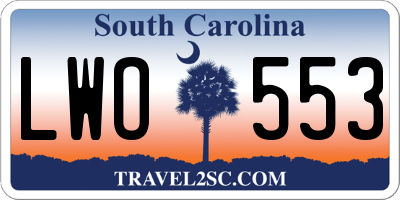 SC license plate LWO553