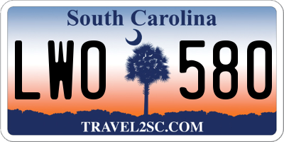 SC license plate LWO580