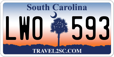 SC license plate LWO593