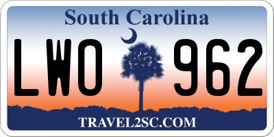 SC license plate LWO962