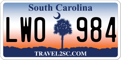 SC license plate LWO984