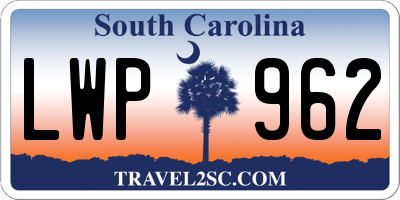 SC license plate LWP962
