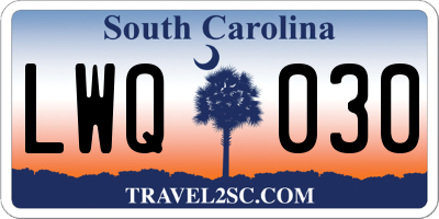 SC license plate LWQ030