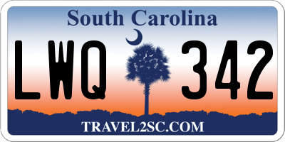 SC license plate LWQ342