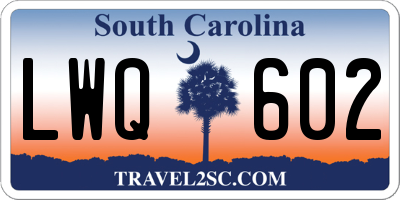 SC license plate LWQ602