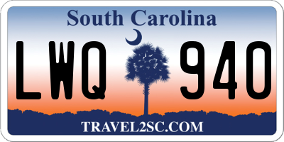 SC license plate LWQ940