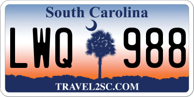 SC license plate LWQ988