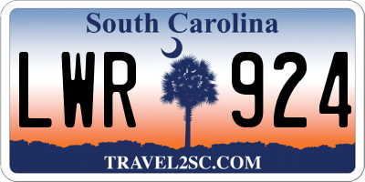 SC license plate LWR924