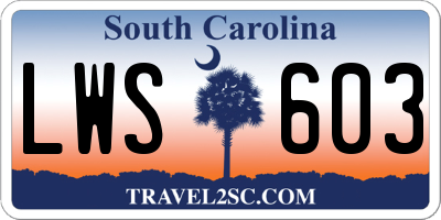 SC license plate LWS603