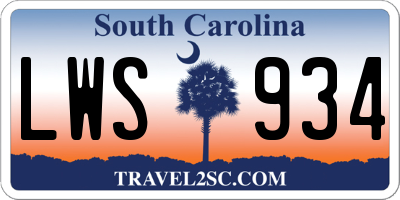 SC license plate LWS934