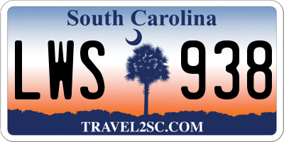 SC license plate LWS938