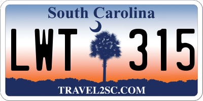 SC license plate LWT315