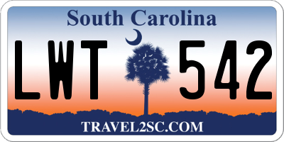 SC license plate LWT542