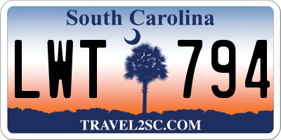 SC license plate LWT794