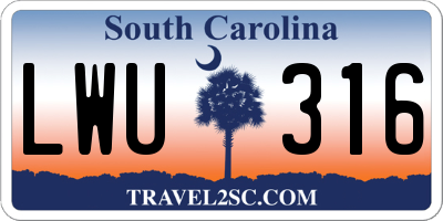 SC license plate LWU316