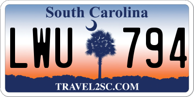 SC license plate LWU794