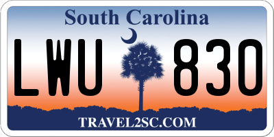 SC license plate LWU830