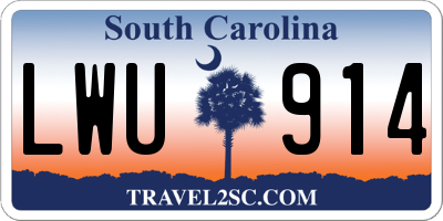 SC license plate LWU914
