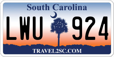 SC license plate LWU924