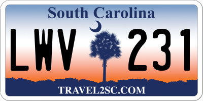 SC license plate LWV231