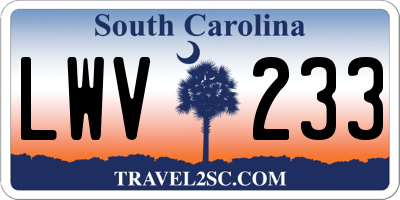 SC license plate LWV233