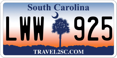 SC license plate LWW925