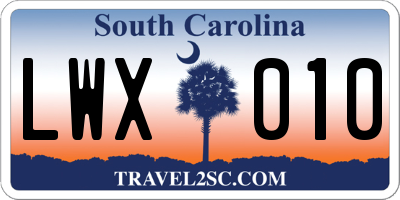 SC license plate LWX010