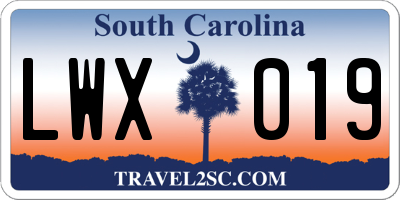 SC license plate LWX019
