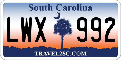 SC license plate LWX992