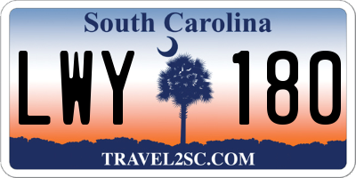 SC license plate LWY180
