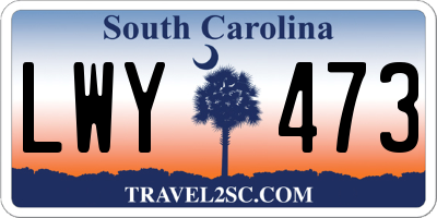 SC license plate LWY473