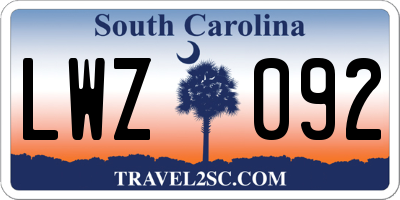 SC license plate LWZ092