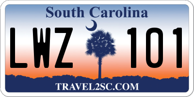 SC license plate LWZ101