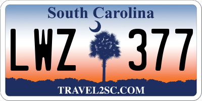 SC license plate LWZ377