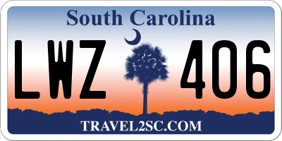 SC license plate LWZ406