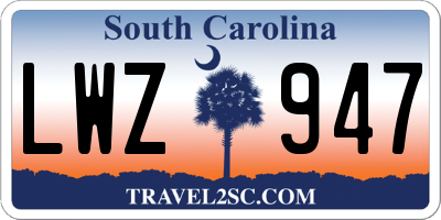SC license plate LWZ947