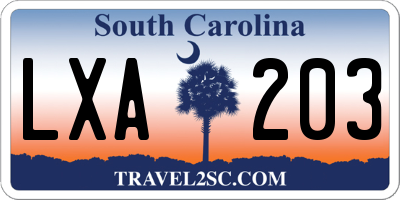 SC license plate LXA203