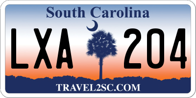 SC license plate LXA204