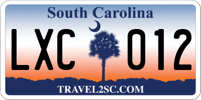 SC license plate LXC012