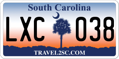 SC license plate LXC038