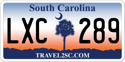 SC license plate LXC289