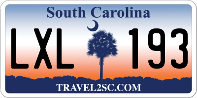 SC license plate LXL193